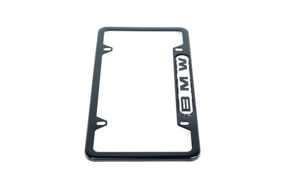 BMW Nameplate Black Stainless Steel License Plate Frame