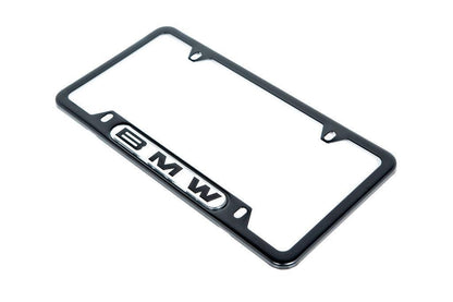 BMW Nameplate Black Stainless Steel License Plate Frame