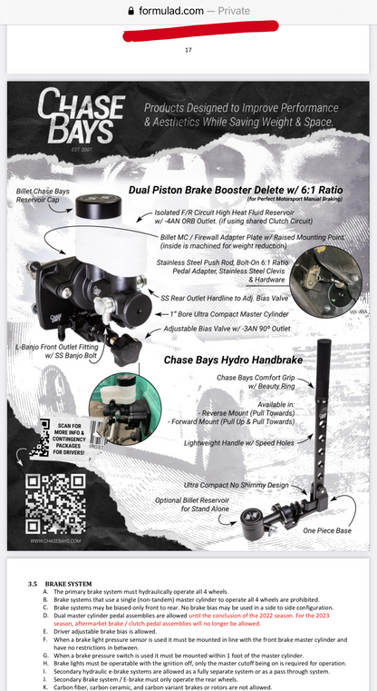 Chase Bays Dual Piston Brake Booster Delete with Bolt-On 6:1 Pedal Ratio-Brakes-Silicon Valley Bimmer