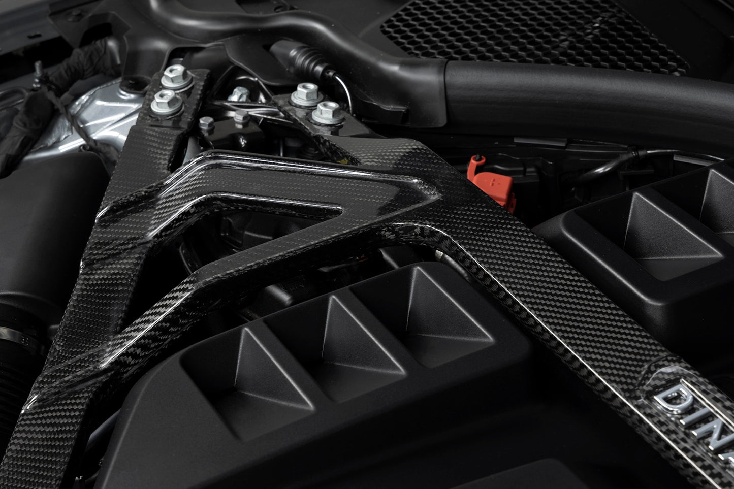 Dinan Gloss Carbon Fiber Strut Tower Brace - 2021-2026 BMW M2/M3/M4-Suspension-Silicon Valley Bimmer