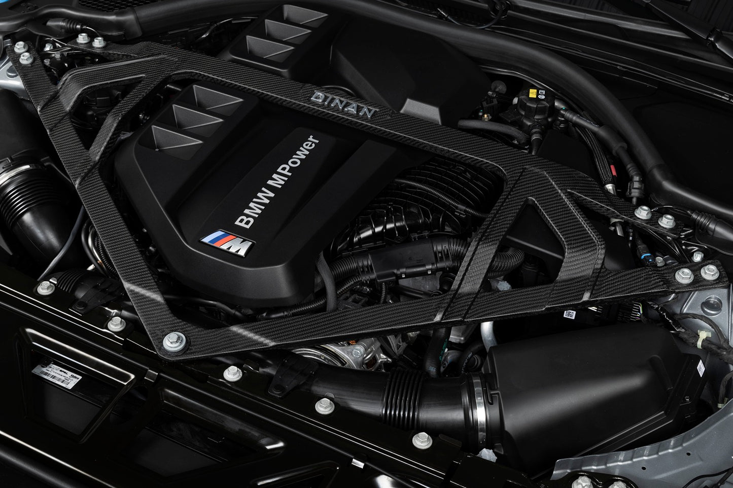Dinan Matte Carbon Fiber Strut Tower Brace - 2021-2026 BMW M2/M3/M4-Suspension-Silicon Valley Bimmer