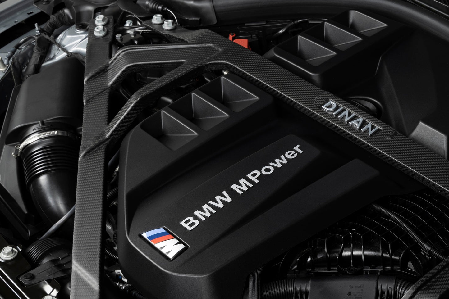 Dinan Matte Carbon Fiber Strut Tower Brace - 2021-2026 BMW M2/M3/M4-Suspension-Silicon Valley Bimmer