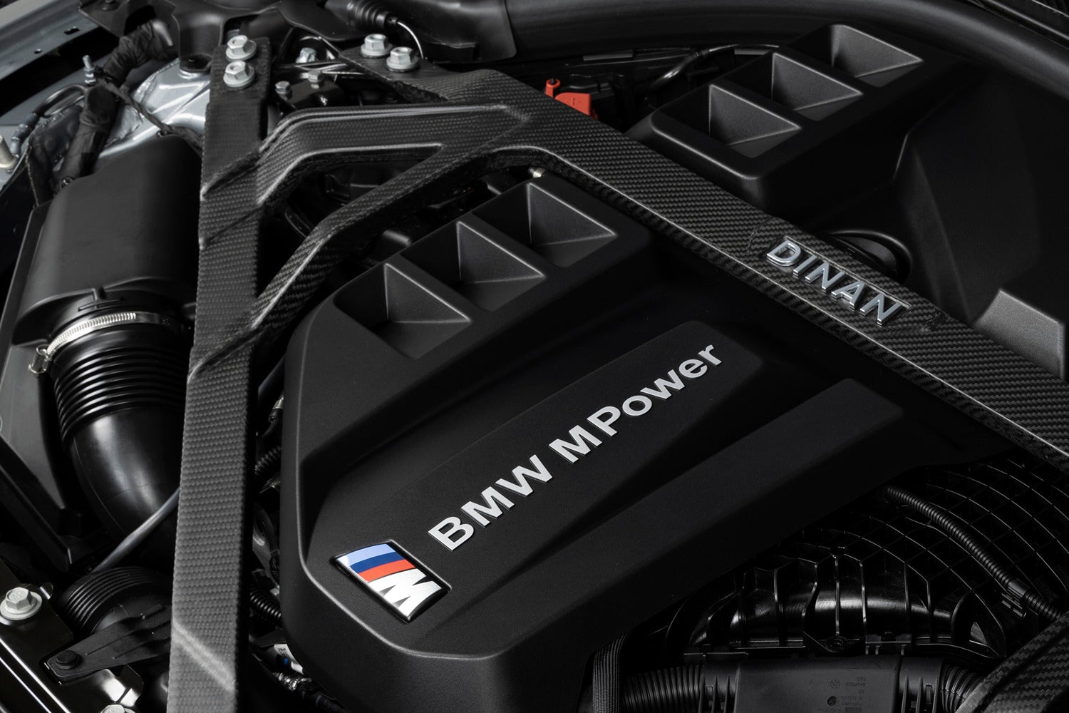 Dinan Matte Carbon Fiber Strut Tower Brace - 2021-2026 BMW M2/M3/M4-Suspension-Silicon Valley Bimmer