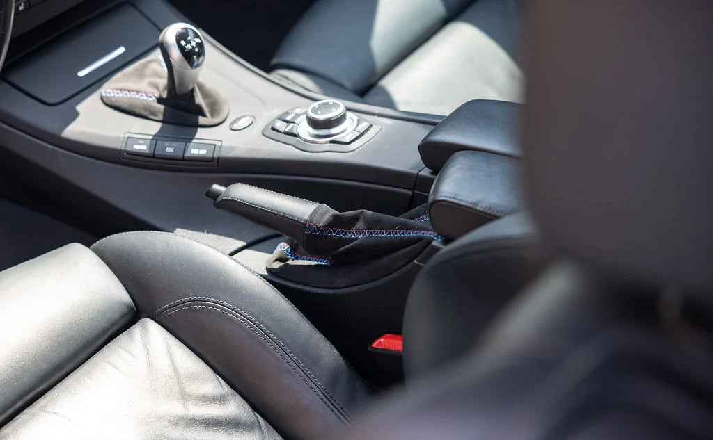 IND E9X M3 Tri-Color Stitched Alcantara Shift Boot Set-Interior-Silicon Valley Bimmer