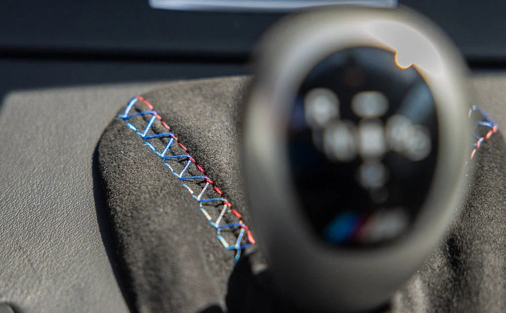 IND E9X M3 Tri-Color Stitched Alcantara Shift Boot Set-Interior-Silicon Valley Bimmer