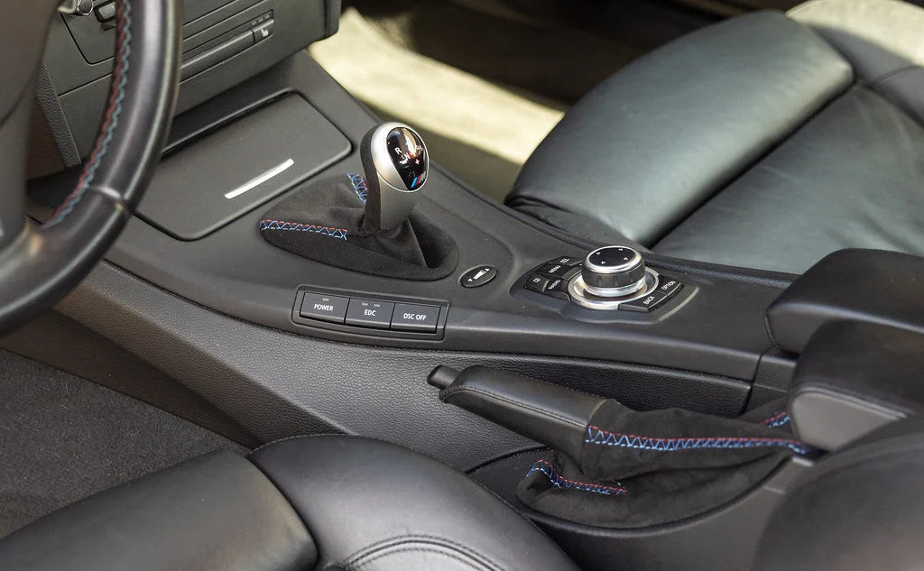 IND E9X M3 Tri-Color Stitched Alcantara Shift Boot Set-Interior-Silicon Valley Bimmer