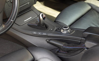 IND E9X M3 Tri-Color Stitched Alcantara Shift Boot Set-Interior-Silicon Valley Bimmer