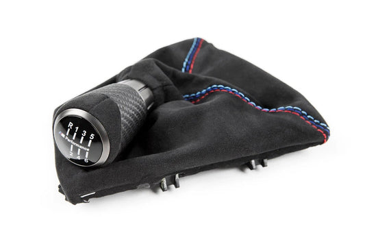 IND F8X M3 / M4 Matte Carbon + Alcantara Shift Boot Set - Straight Stitch-Interior-Silicon Valley Bimmer