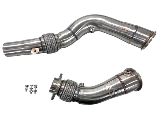 MAD BMW S55 3.5" Fat Boy Downpipes M2C M3 M4 W/ Flex Section-Exhaust-Silicon Valley Bimmer