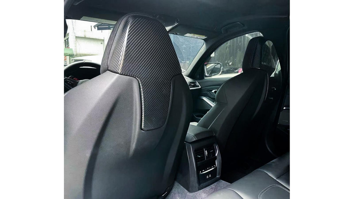 NWCarbon Haus G8X Dry Carbon Fiber Head Rest Covers-Interior-Silicon Valley Bimmer