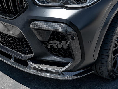 RW Carbon BMW F96 X6M Carbon Fiber Upper Bumper Splitters-Exterior-Silicon Valley Bimmer