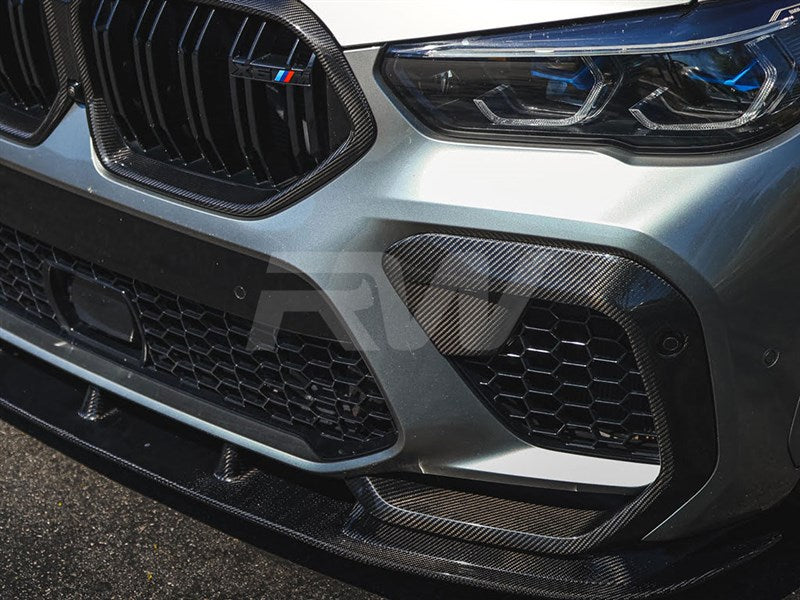RW Carbon BMW F96 X6M Carbon Fiber Upper Bumper Splitters-Exterior-Silicon Valley Bimmer
