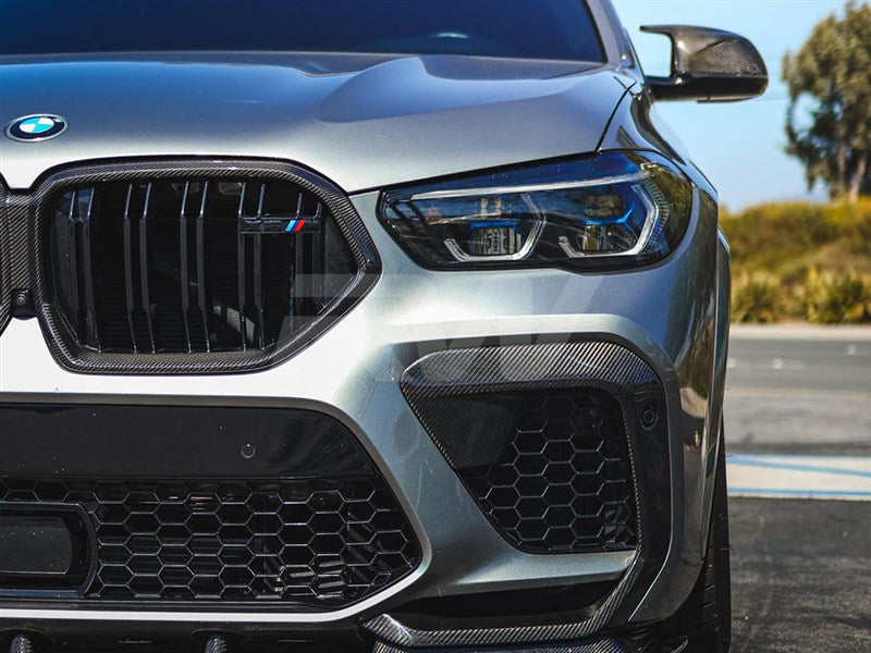 RW Carbon BMW F96 X6M Carbon Fiber Upper Bumper Splitters-Exterior-Silicon Valley Bimmer
