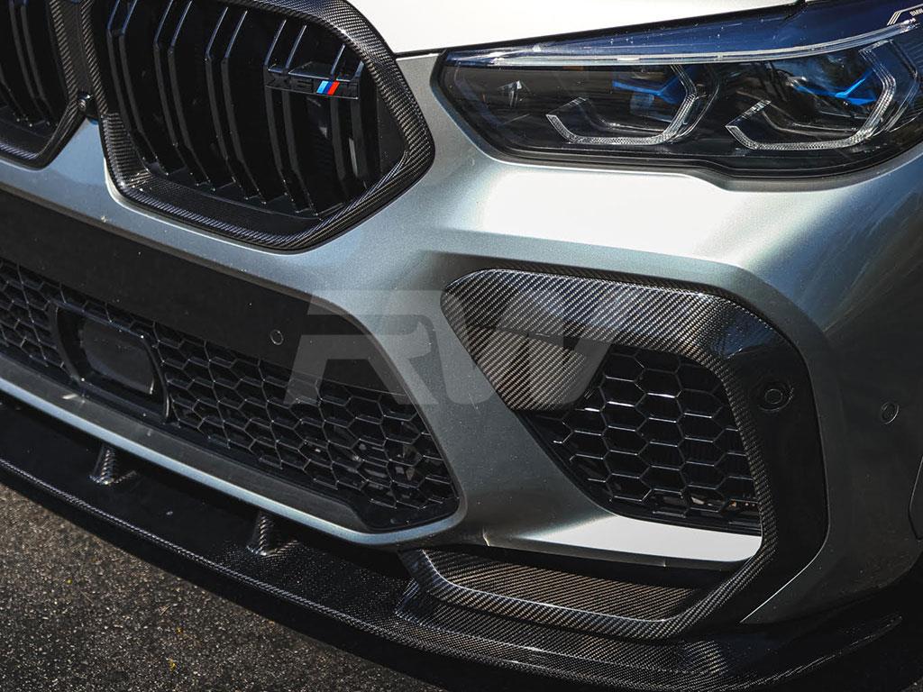 RW Carbon BMW F96 X6M Carbon Fiber Upper Bumper Splitters-Exterior-Silicon Valley Bimmer