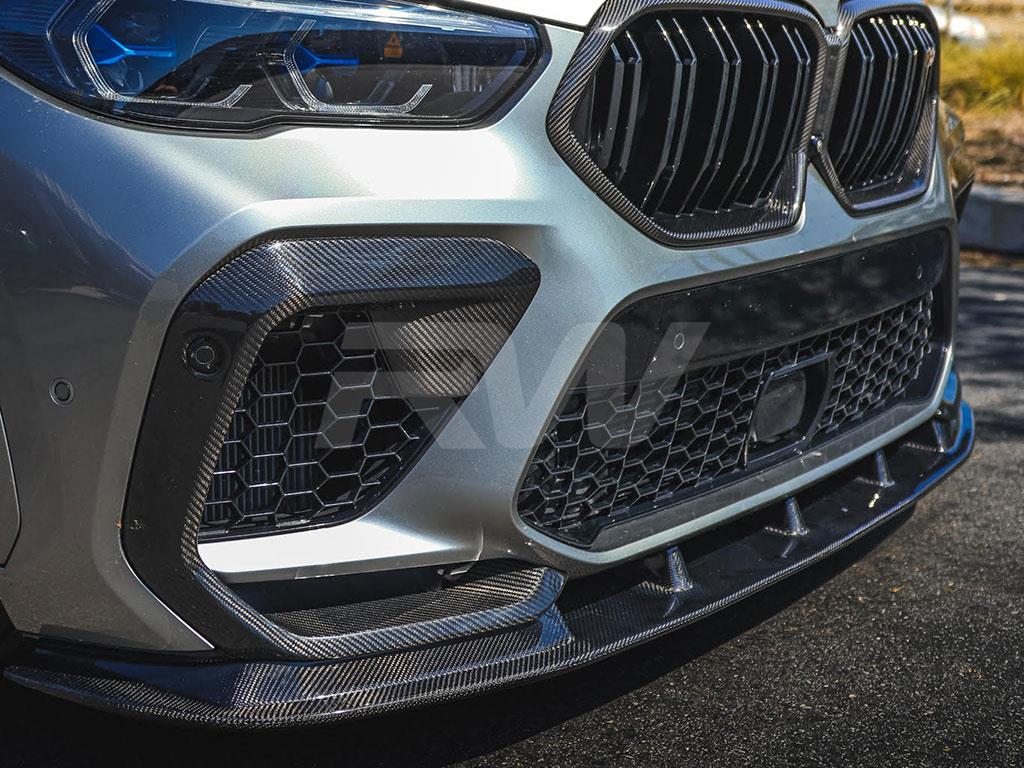 RW Carbon BMW F96 X6M Carbon Fiber Upper Bumper Splitters-Exterior-Silicon Valley Bimmer