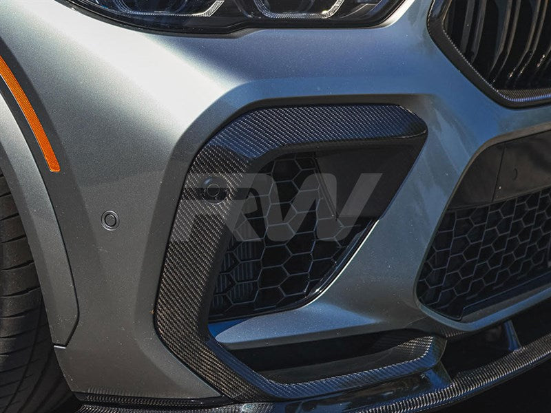 RW Carbon BMW F96 X6M Carbon Fiber Upper Bumper Splitters-Exterior-Silicon Valley Bimmer