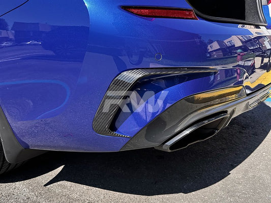 RW Carbon BMW G20 3-Series Carbon Fiber Rear Bumper Trims-Exterior-Silicon Valley Bimmer