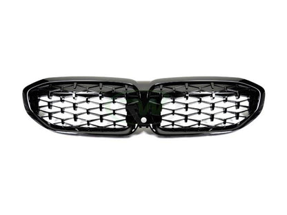 RW Carbon BMW G20 330i M340i Gloss Black Diamond Front Grilles-Exterior-Silicon Valley Bimmer