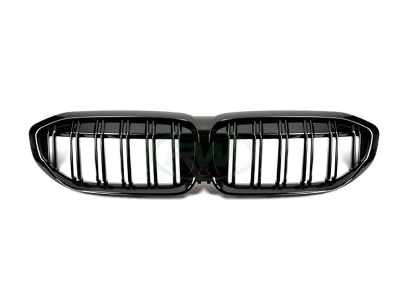RW Carbon BMW G20 330i M340i Gloss Black Double Slat Grilles-Exterior-Silicon Valley Bimmer