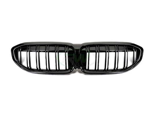 RW Carbon BMW G20 330i M340i Gloss Black Double Slat Grilles-Exterior-Silicon Valley Bimmer