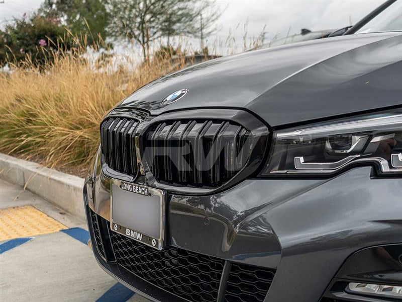 RW Carbon BMW G20 330i M340i Gloss Black Double Slat Grilles-Exterior-Silicon Valley Bimmer