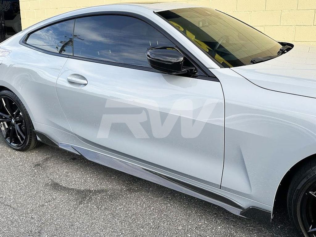RW Carbon BMW G22/G23 DTM Style Carbon Fiber Side Skirt Extensions-Exterior-Silicon Valley Bimmer