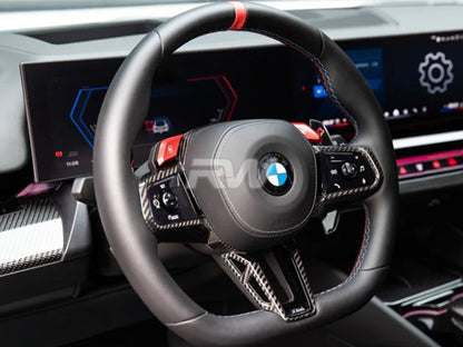 RW Carbon BMW G60 G61 G90 G99 Carbon Fiber Steering Wheel Trim-Interior-Silicon Valley Bimmer