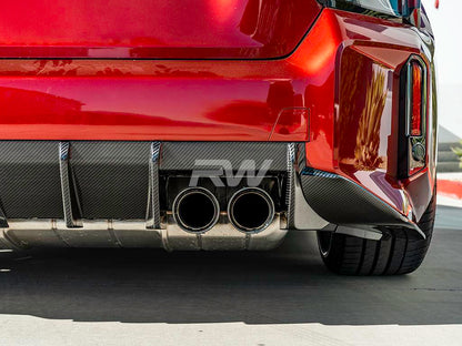RW Carbon BMW G87 M2 RWS Carbon Fiber 3 Piece Rear Diffuser-Exterior-Silicon Valley Bimmer