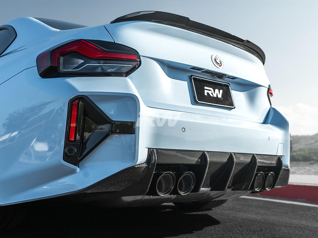 RW Carbon BMW G87 M2 RWS Carbon Fiber 3 Piece Rear Diffuser-Exterior-Silicon Valley Bimmer