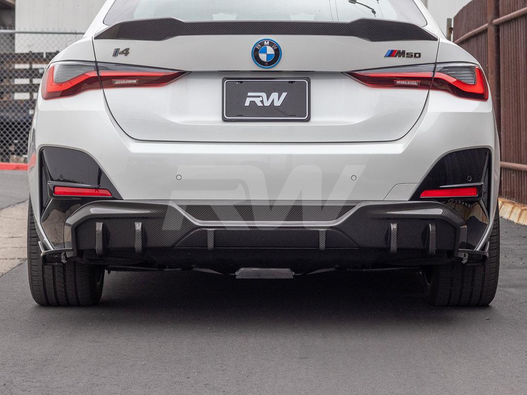 RW Carbon BMW i4 G26 Dry Carbon Fiber Rear Diffuser-Exterior-Silicon Valley Bimmer