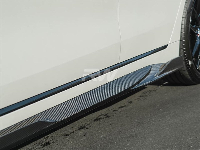 RW Carbon BMW i4 G26 Dry Carbon Fiber Side Skirt Extensions-Exterior-Silicon Valley Bimmer