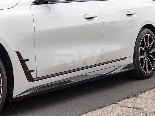 RW Carbon BMW i4 G26 Dry Carbon Fiber Side Skirt Extensions-Exterior-Silicon Valley Bimmer