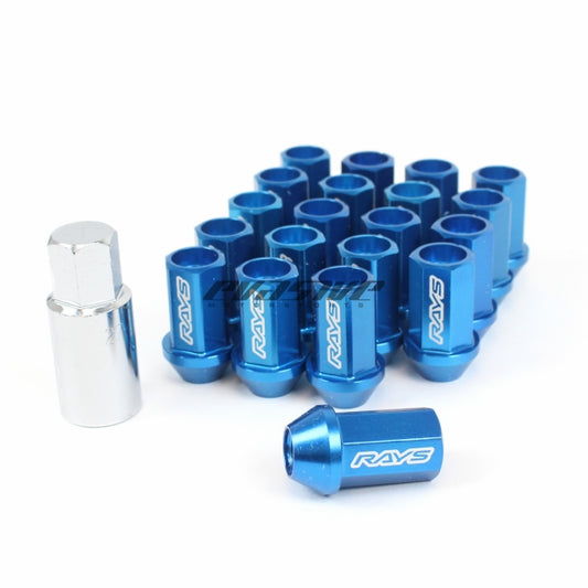 Rays L42 Dura-Nuts Straight Type Lug & Wheel Lock Set - Blue / 12x1.50-Wheels-Silicon Valley Bimmer