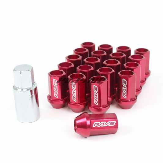 Rays L42 Dura-Nuts Straight Type Lug & Wheel Lock Set - Red / 12x1.50-Wheels-Silicon Valley Bimmer