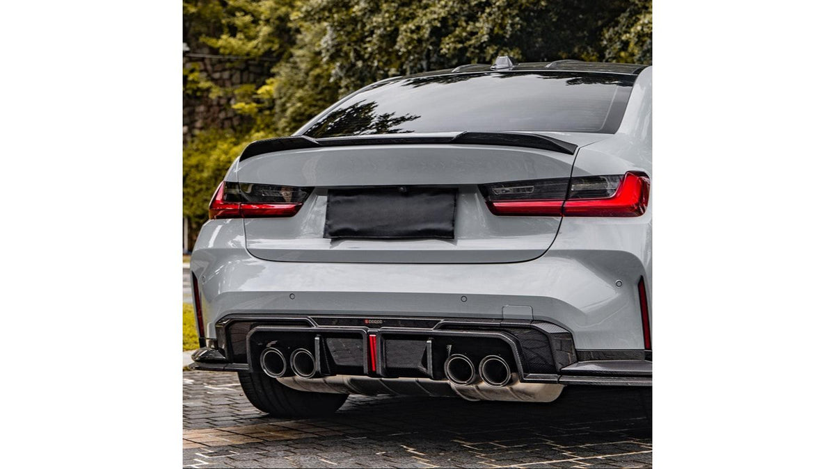 NWCarbon Haus G8X SQ Style Carbon Fiber Diffuser With Brake Light/Splitters Combo