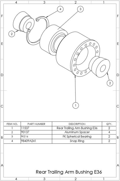 SPL Parts BMW E36/E46 Rear Trailing Arm Bushings-Suspension-Silicon Valley Bimmer