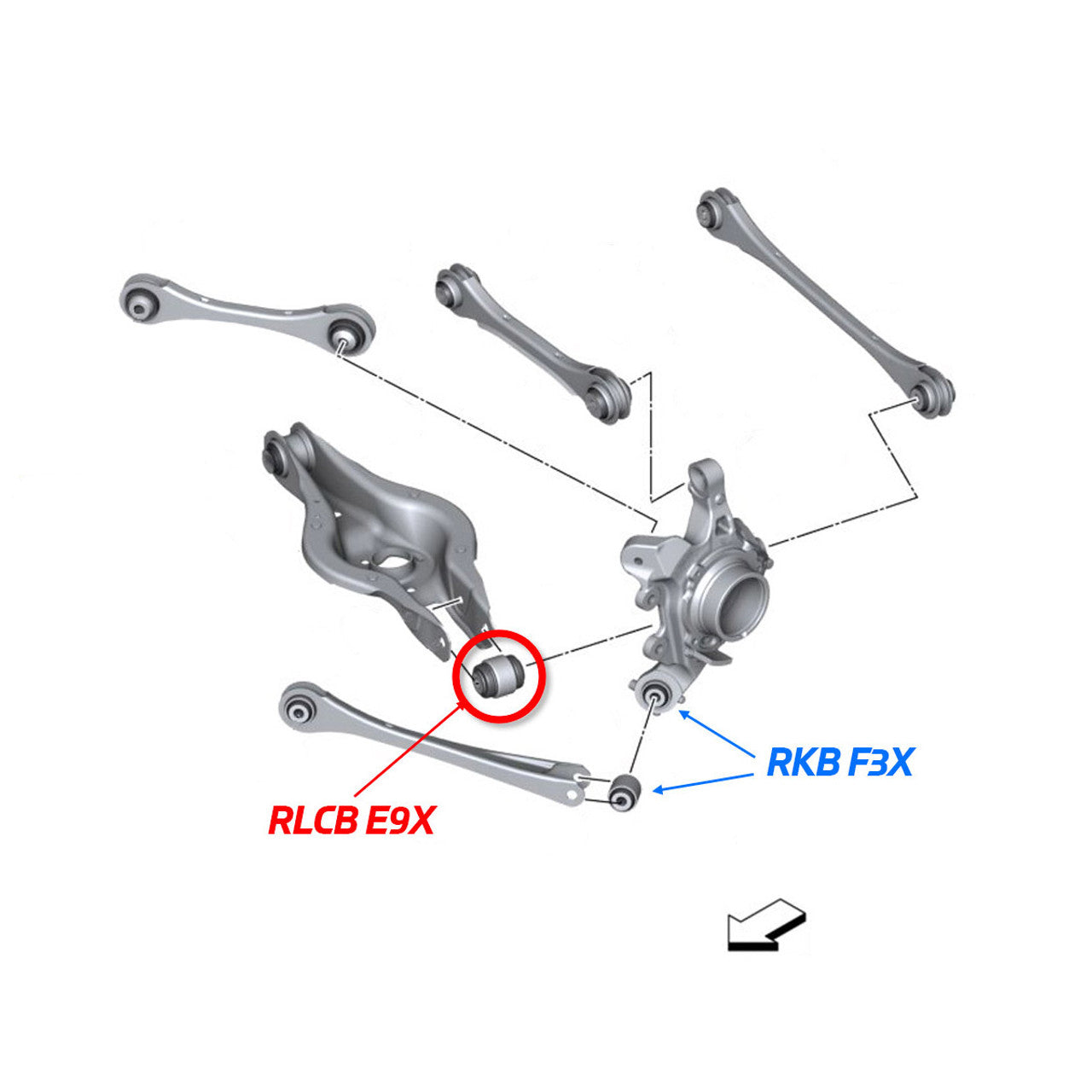 SPL Parts Rear Lower Control Arm Knuckle Bushing for BMW E9X/E8X/F2X/F3X/F8X/G8X