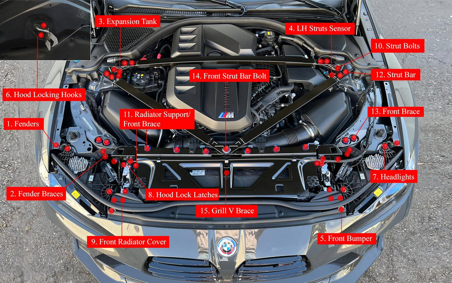 Titanium BMW G8x 2020+ Deluxe Billet Dress Up Hardware Kit (M3/M4)-Exterior-Silicon Valley Bimmer