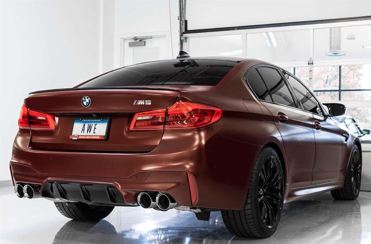 AWE Tuning 18-19 BMW F90 M5 SwitchPatch Cat-Back Exhaust- Black Diamond Tips