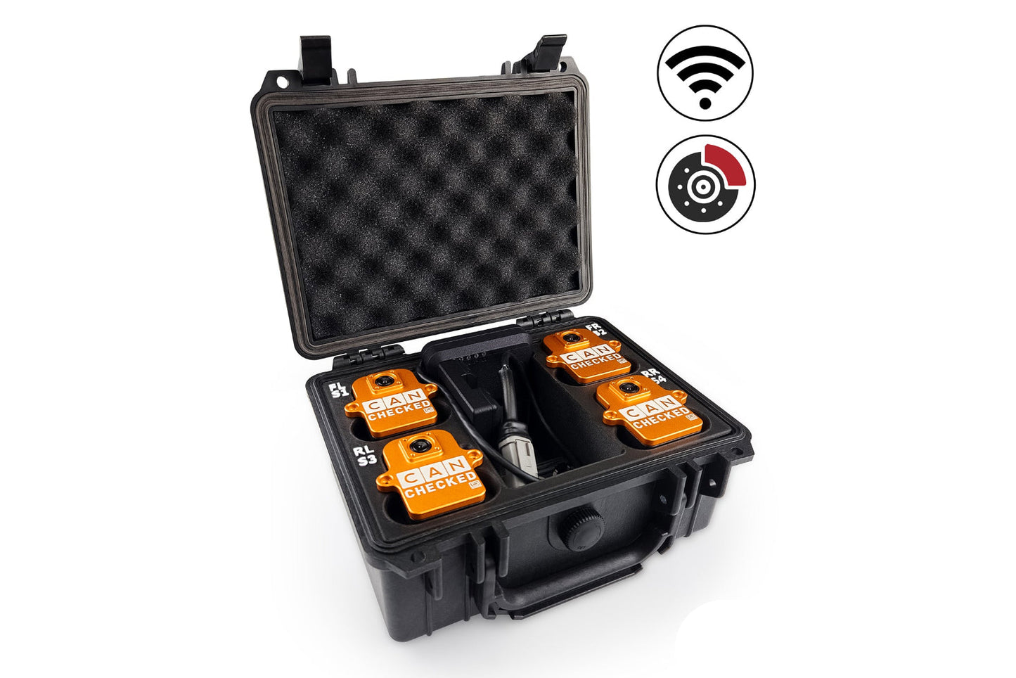 CANchecked BMU04 Brake Temperature Monitoring Set - Wireless and Charging Box
