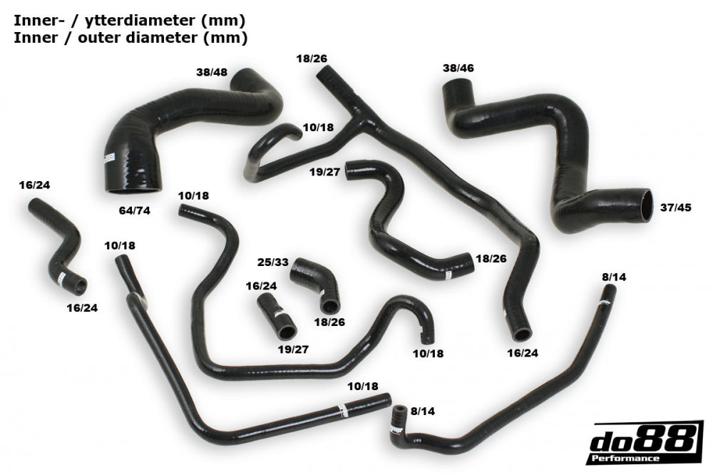 do88 Porsche 968 Coolant hoses Black-Performance-Silicon Valley Bimmer