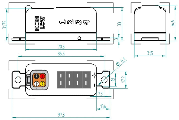 CANchecked TCC04 Thermocouple CAN Converter with 4-pin DTM Connector