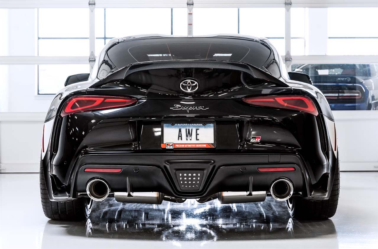 AWE 2020 Toyota Supra A90 Non-Resonated Touring Edition Exhaust - 5in Diamond Black Tips-Exhaust-Silicon Valley Bimmer
