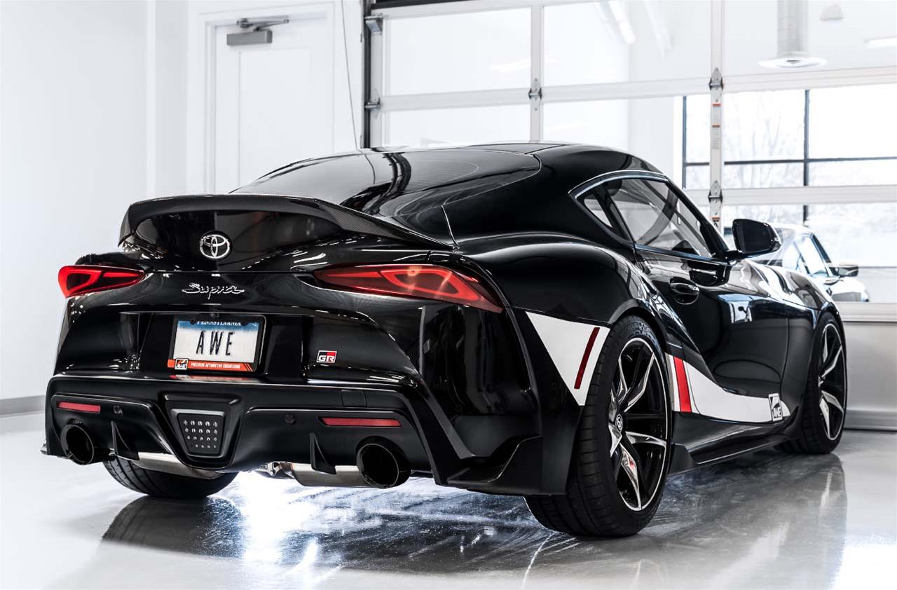 AWE 2020 Toyota Supra A90 Non-Resonated Touring Edition Exhaust - 5in Diamond Black Tips-Exhaust-Silicon Valley Bimmer