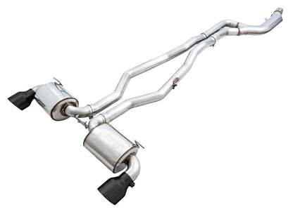 AWE 2020 Toyota Supra A90 Non-Resonated Touring Edition Exhaust - 5in Diamond Black Tips-Exhaust-Silicon Valley Bimmer