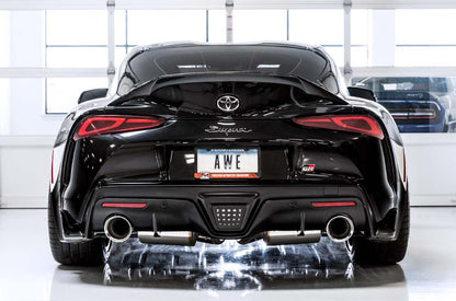 AWE 2020 Toyota Supra A90 Resonated Touring Edition Exhaust - 5in Chrome Silver Tips-Exhaust-Silicon Valley Bimmer