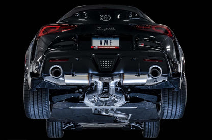 AWE 2020 Toyota Supra A90 Resonated Touring Edition Exhaust - 5in Chrome Silver Tips-Exhaust-Silicon Valley Bimmer