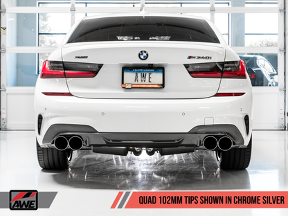 AWE Tuning 2019+ BMW M340i (G20) Non-Resonated Touring Edition Exhaust - Quad Chrome Silver Tips-Exhaust-Silicon Valley Bimmer