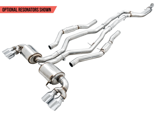 AWE Tuning 2019+ BMW M340i (G20) Resonated Touring Edition Exhaust - Quad Chrome Silver Tips-Exhaust-Silicon Valley Bimmer
