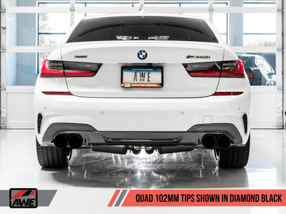 AWE Tuning 2019+ BMW M340i (G20) Resonated Touring Edition Exhaust - Quad Diamond Black Tips-Exhaust-Silicon Valley Bimmer